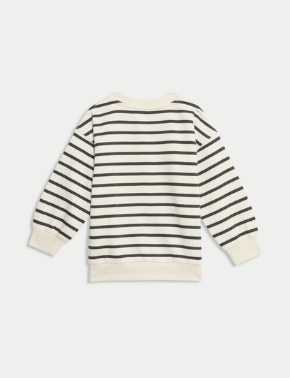 Pamuk Karışımlı Çizgili Sweatshirt (2-8 Yaş)