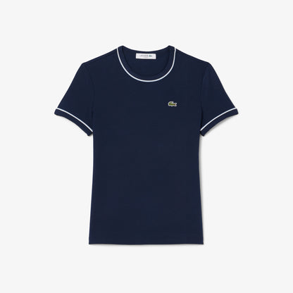 Lacoste Kadın Slim Fit Bisiklet Yaka Lacivert T-shirt