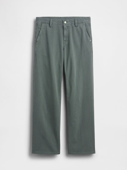 Yeşil Low Rise '90s Loose Khaki Pantolon