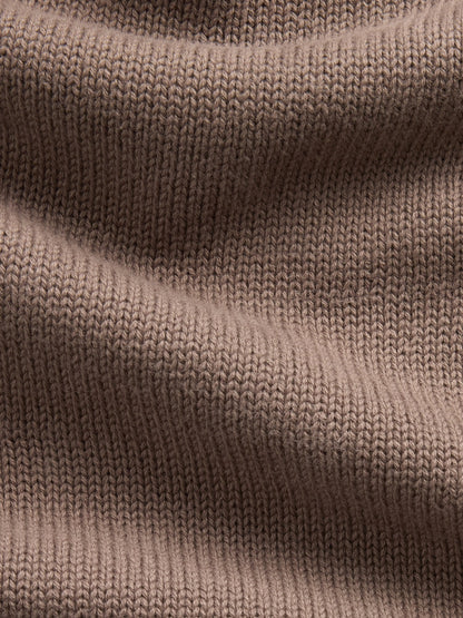 Kahverengi %100 Pamuk Oversized Rollneck Kazak