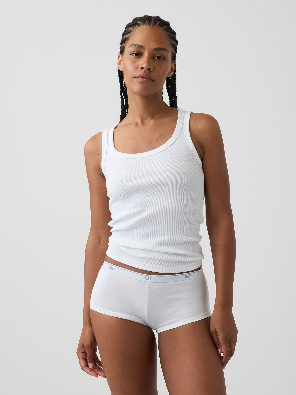 Beyaz Softmade Organik Stretch Pamuk Logo Short