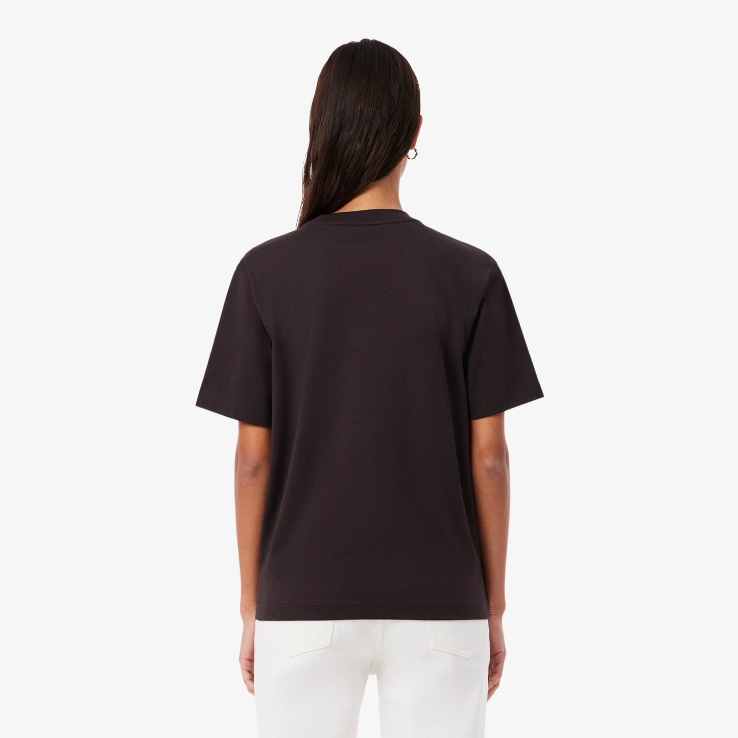 Lacoste Kadın Relaxed Fit Bisiklet Yaka Kahverengi T-shirt