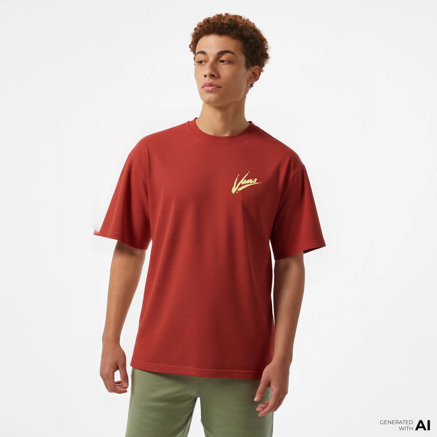 Vans Brush Script Loose Ss Erkek Kırmızı T-shirt
