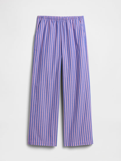 Mavi Mid Rise Pull-on Çizgili Poplin Pantolon