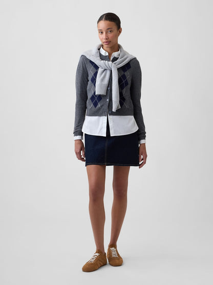 Gri Cashsoft Crop Bisiklet Yaka Hırka