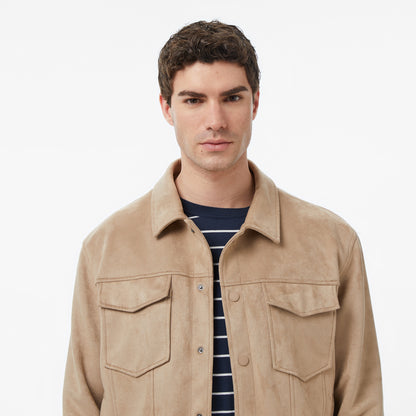 Nautica Erkek Bej Regular Fit Süet Ceket