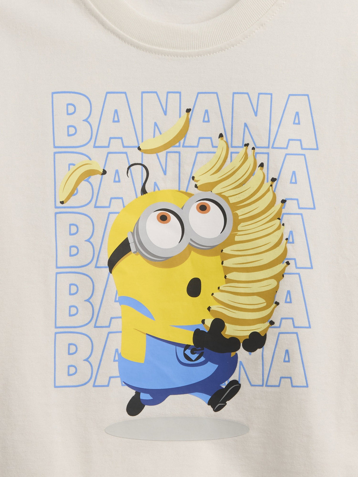 Beyaz Minions Oversized Grafik Baskılı T-shirt