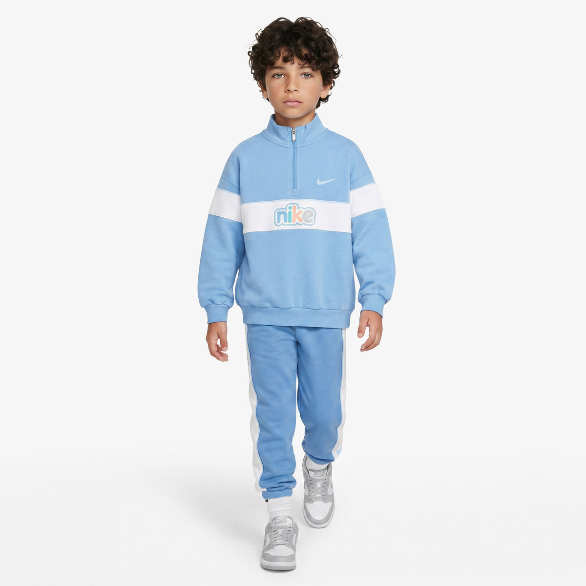 Nike Quarter Zipped Çocuk Mavi Eşofman Üstü