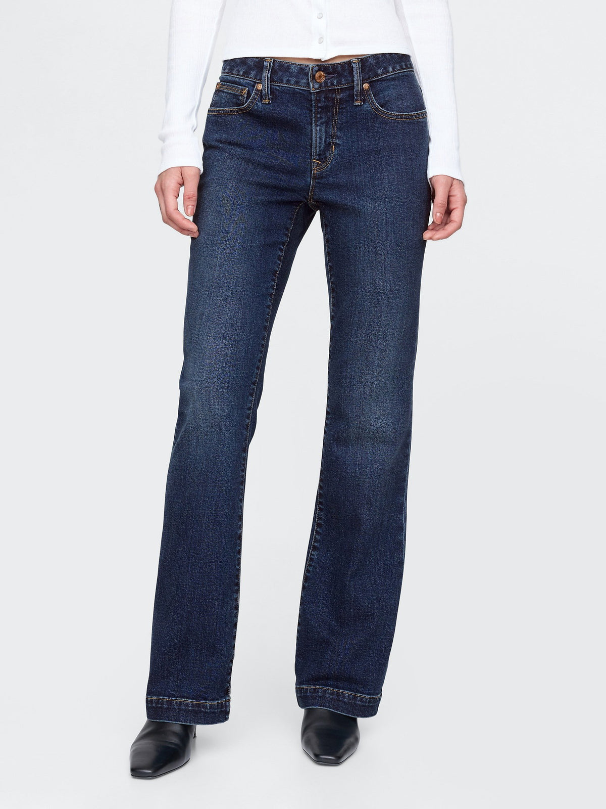 Koyu Mavi Low Rise Bootcut Jean Pantolon