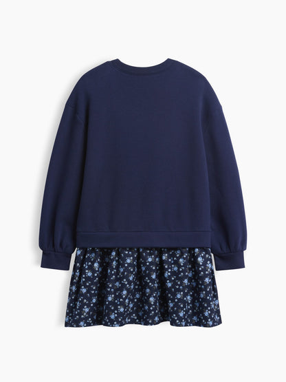 Lacivert Oversized Sweatshirt Dress - Çocuklar Için Oversize Sweatshirt Elbisesi