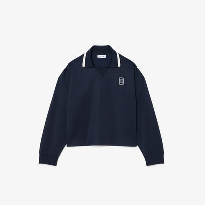 Lacoste Kadın Oversize Fit Polo Yaka Lacivert Sweatshirt