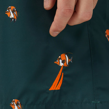 Nautica Erkek Yeşil Regular Fit Desenli Deniz Şortu