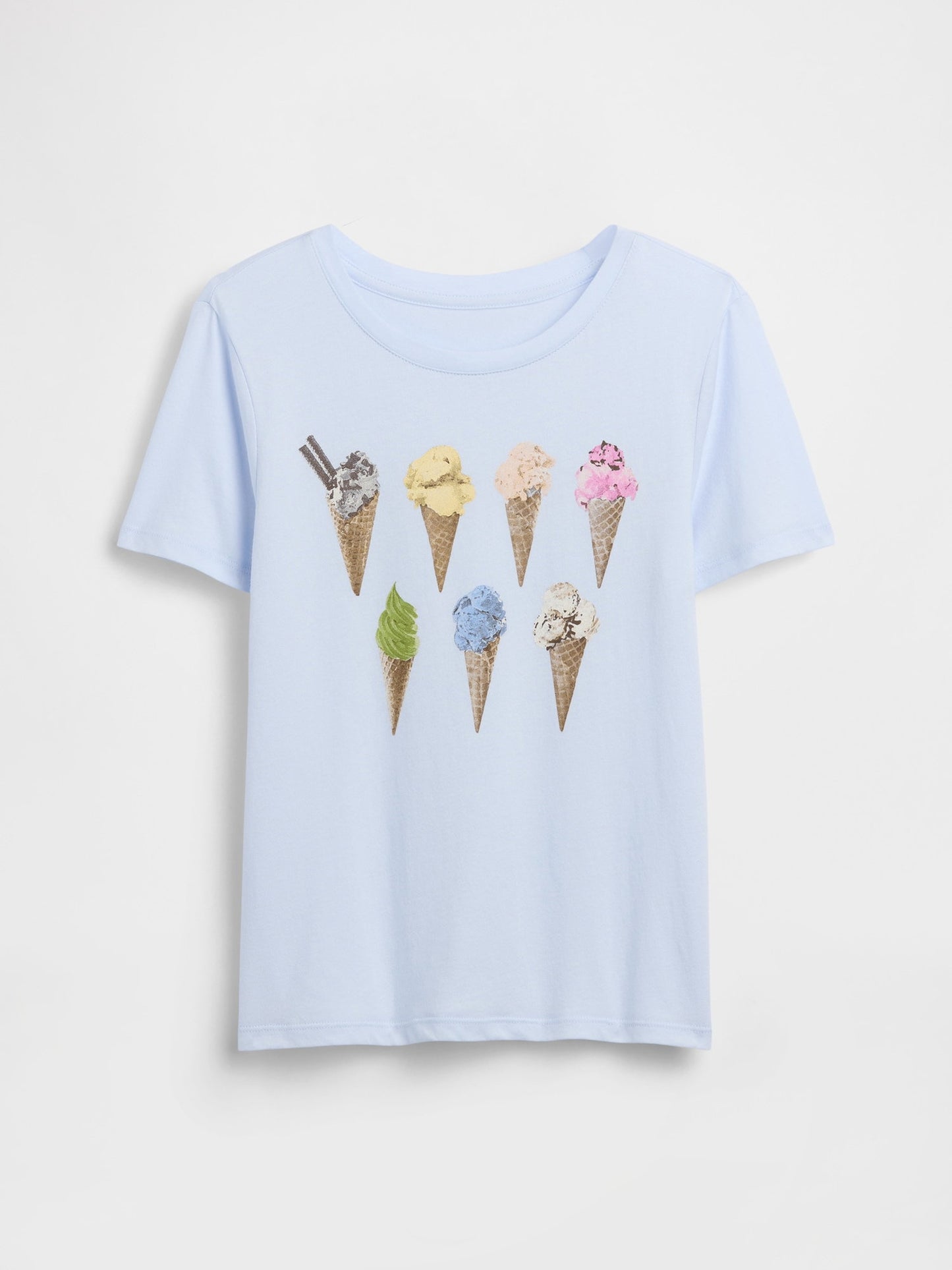 Açık Mavi Grafik Baskılı T-shirt