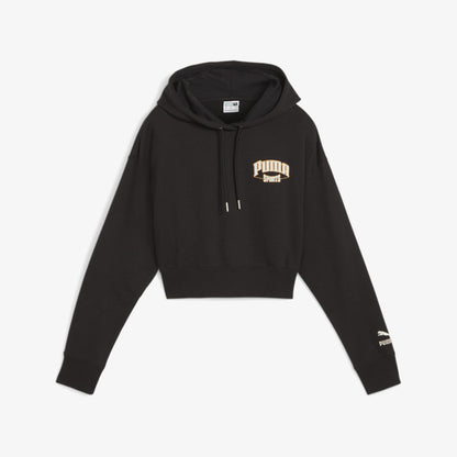 Puma Team Cropped Kadın Siyah Hoodie