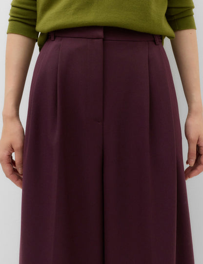 Yüksek Belli Çift Pileli Wide Leg Pantolon