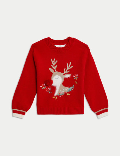 Geyik Desenli Christmas Kazak (1-8 Yaş)