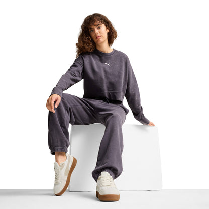Puma Dare To Relaxed Washed Crew Kadın Gri Sweatshirt