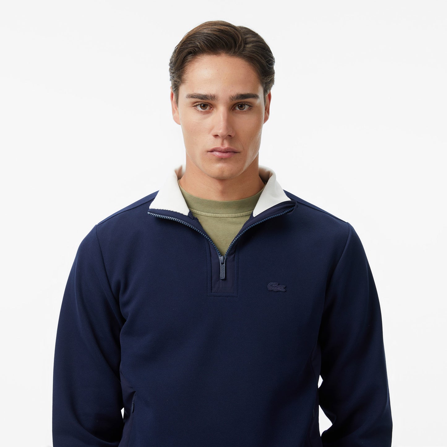 Lacoste Erkek Classic Fit Yarım Fermuarlı Lacivert Sweatshirt