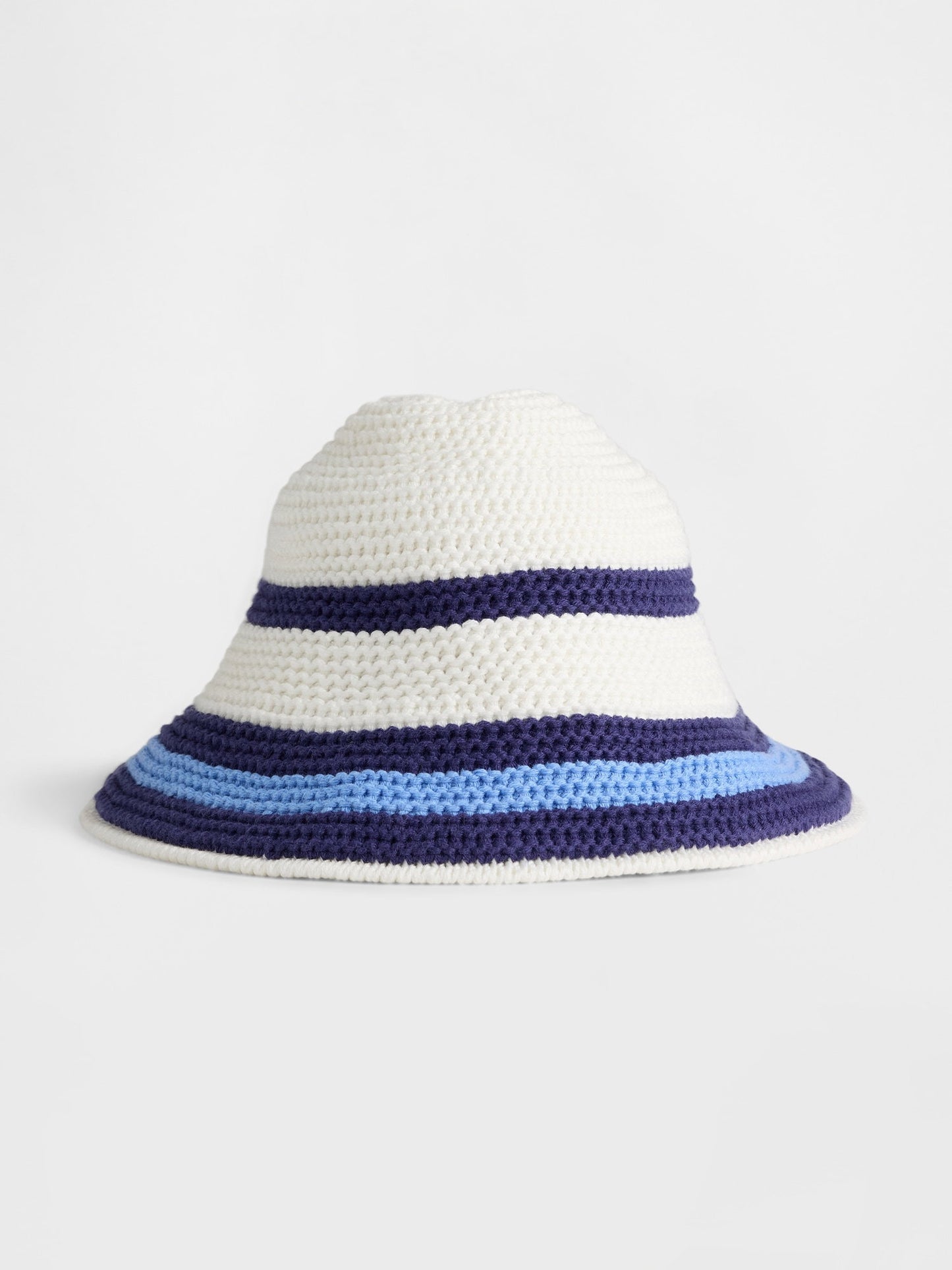 Beyaz Çizgili Örgü Bucket Şapka