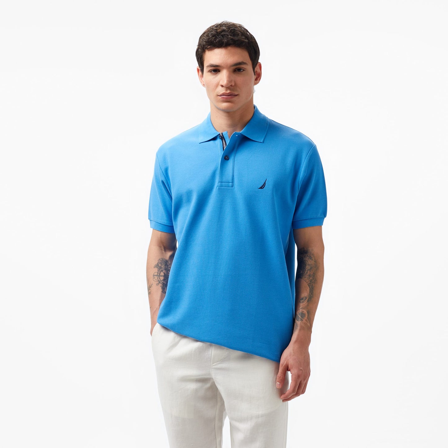 Nautica Erkek Mavi Classic Fit Kısa Kollu Polo Yaka T-shirt