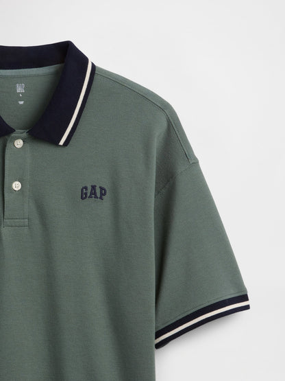 Yeşil Oversized Gap Logo Pique Polo T-shirt