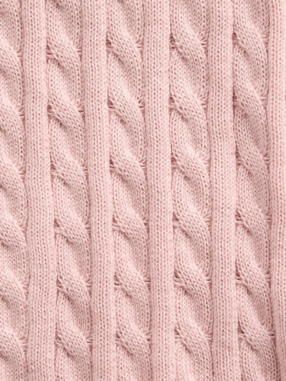 Pembe %100 Pamuk Cable Örgü Cami Askılı Triko Atlet