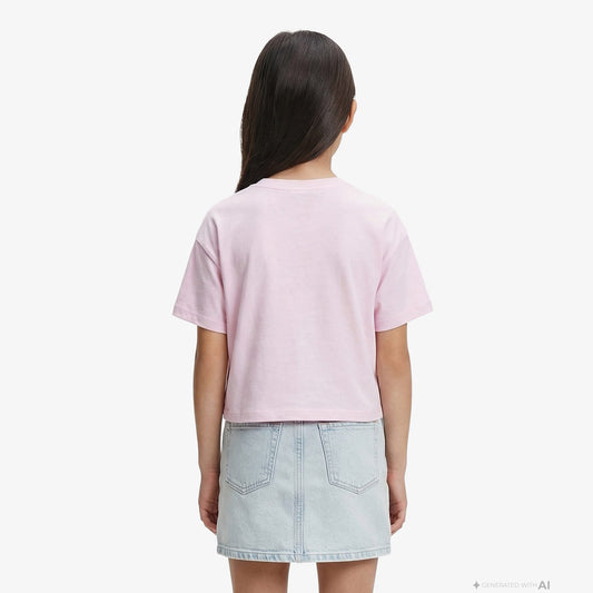 Calvin Klein Logo Boxy Çocuk Pembe T-shirt