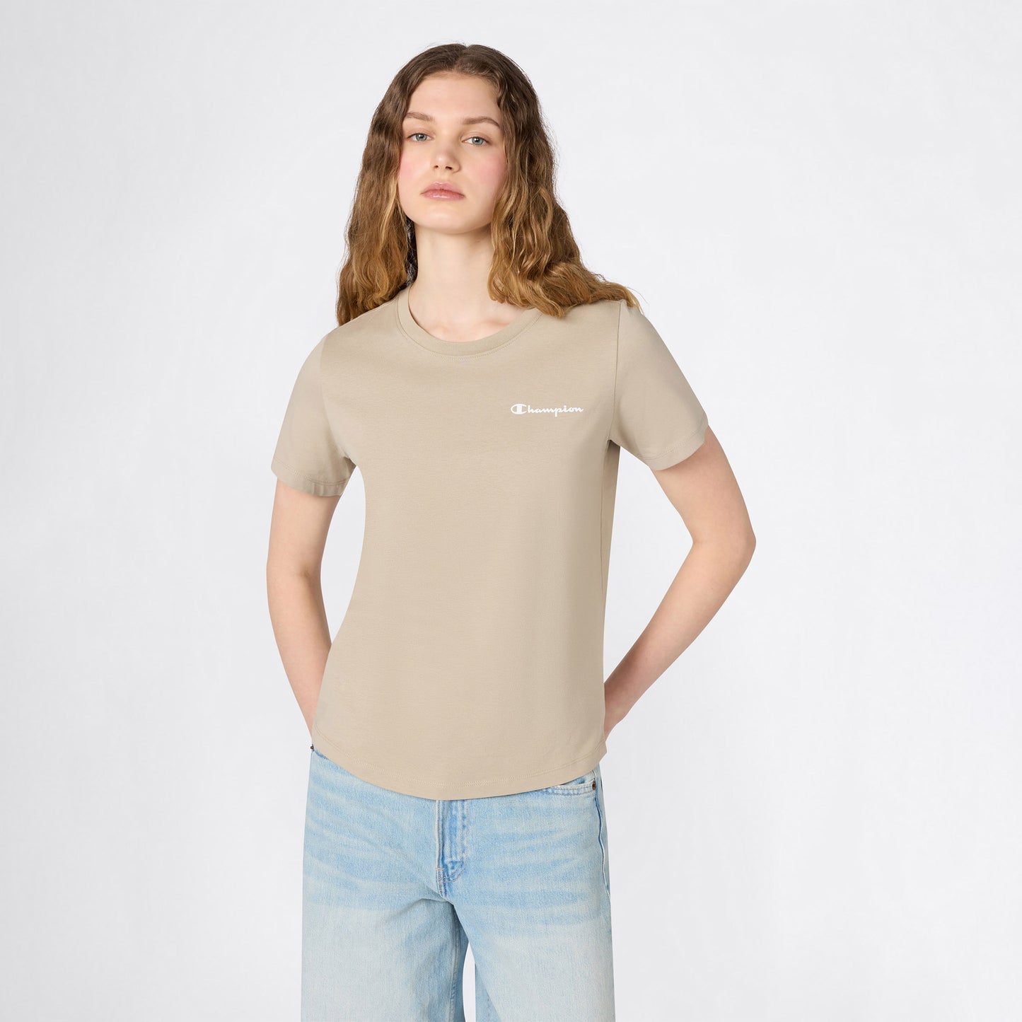 Champion Ss Regular Fit Kadın Bej T-shirt