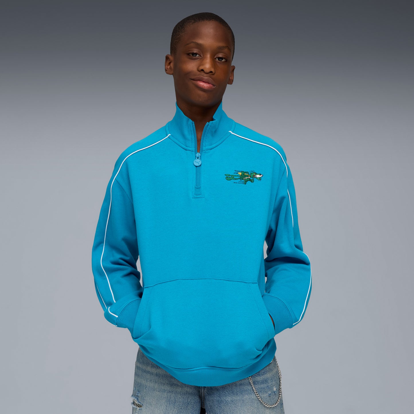 Puma T7 Super Çocuk Mavi Sweatshirt