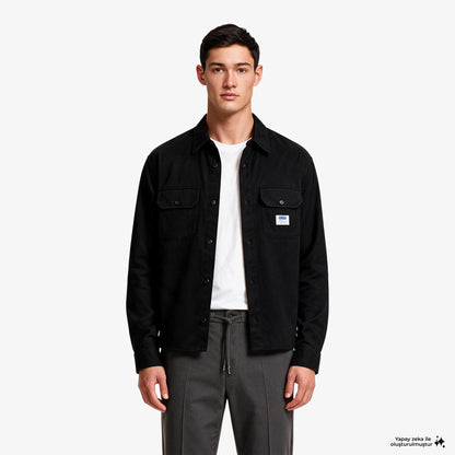 Hugo Boss Twill Ekynone Relaxed Fit Erkek Siyah Gömlek
