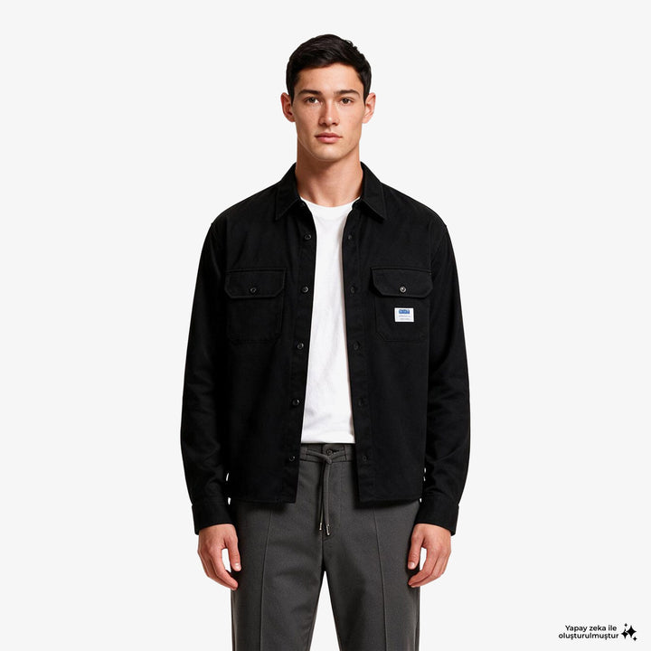 Hugo Boss Twill Ekynone Relaxed Fit Erkek Siyah Gömlek