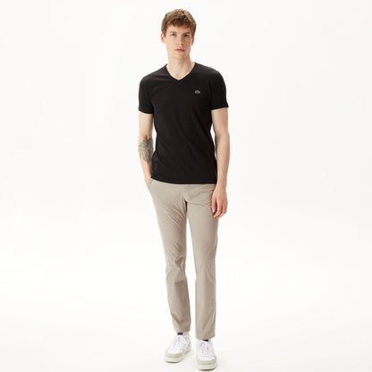 Lacoste Erkek Slim Fit V Yaka Siyah T-shirt