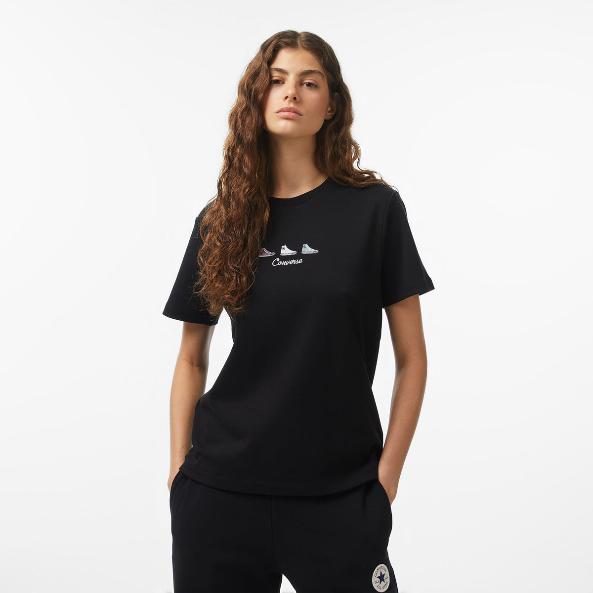 Converse Regular Fit Kadın Siyah T-shirt