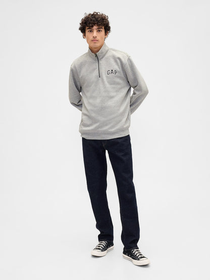 Açık Gri Relaxed Gap Logo Çeyrek Fermuarlı Sweatshirt