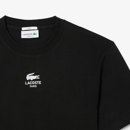 Lacoste Signature Print Paris Unisex Siyah T-shirt
