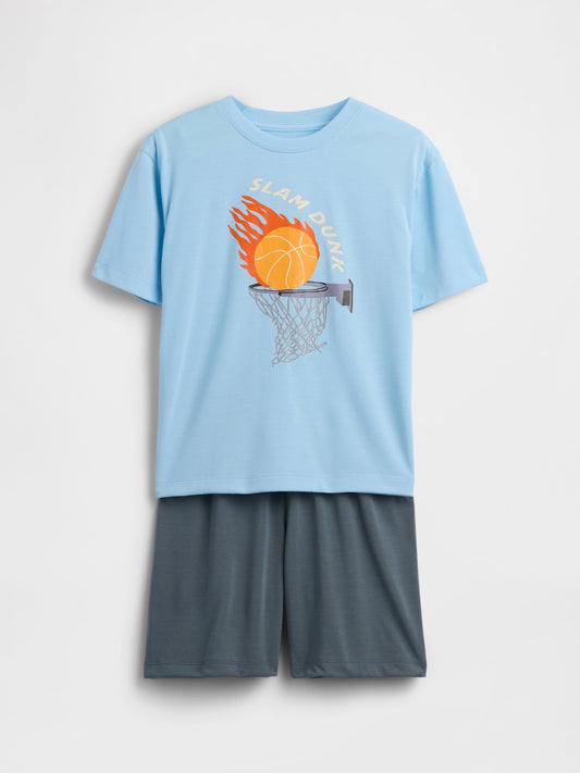 Açık Mavi Recycled Pijama Şort Takım