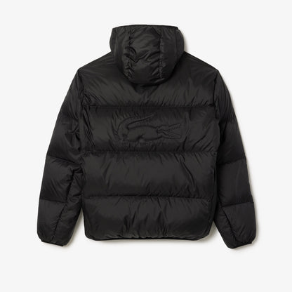 Lacoste Erkek Relaxed Fit Kapüşonlu Siyah Şişme Mont