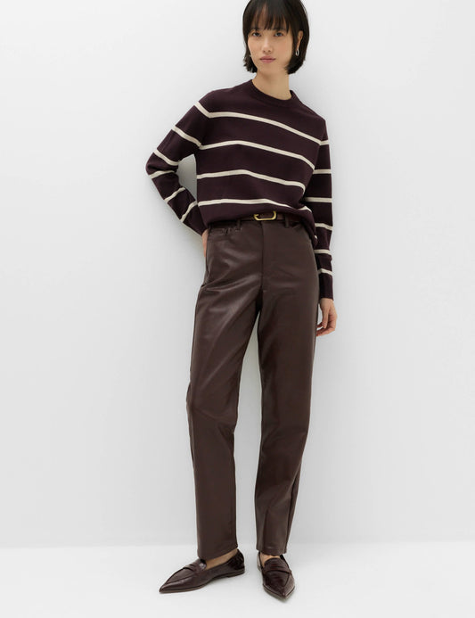 Suni Deri Straight Leg Pantolon