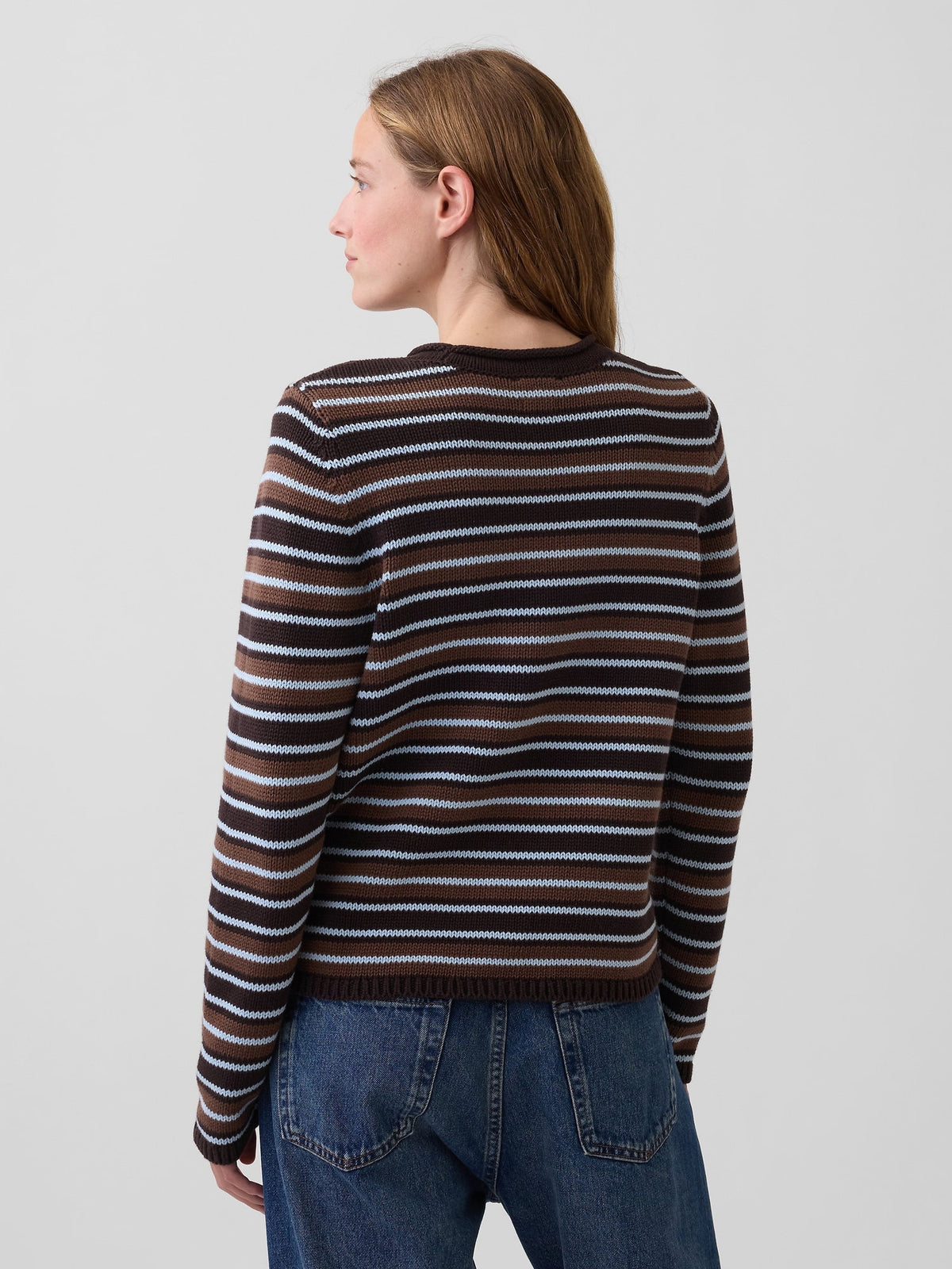 Kahverengi 100% Pamuk Rollneck Kazak
