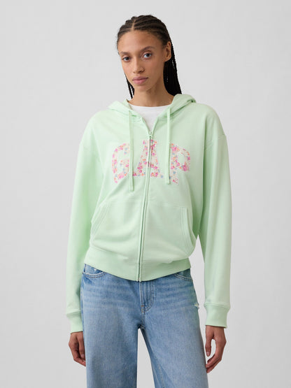 Açık Yeşil Gap Logo Fermuarlı Fransız Havlu Kumaş Sweatshirt