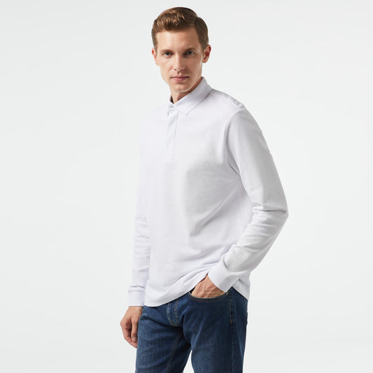 Nautica Erkek Beyaz Slim Fit Uzun Kollu Polo Yaka T-shirt