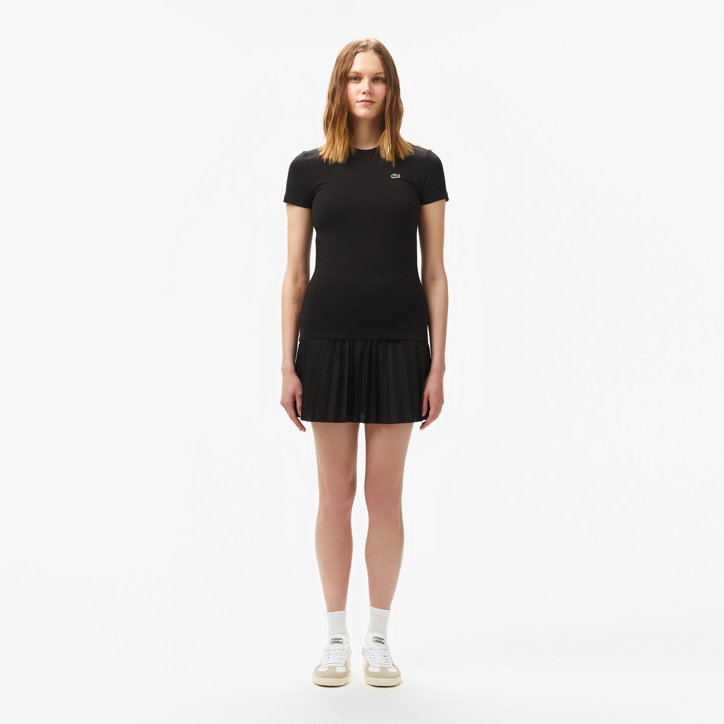 Lacoste Kadın Slim Fit Bisiklet Yaka Siyah T-shirt