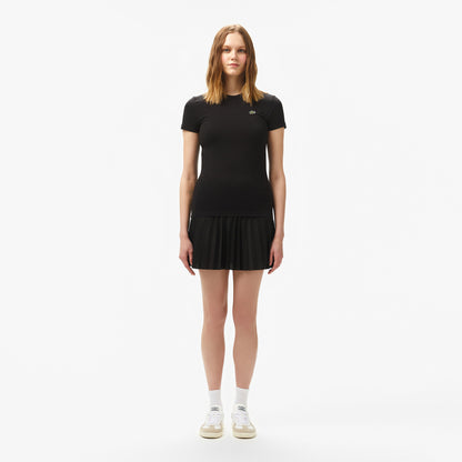 Lacoste Kadın Slim Fit Bisiklet Yaka Siyah T-shirt