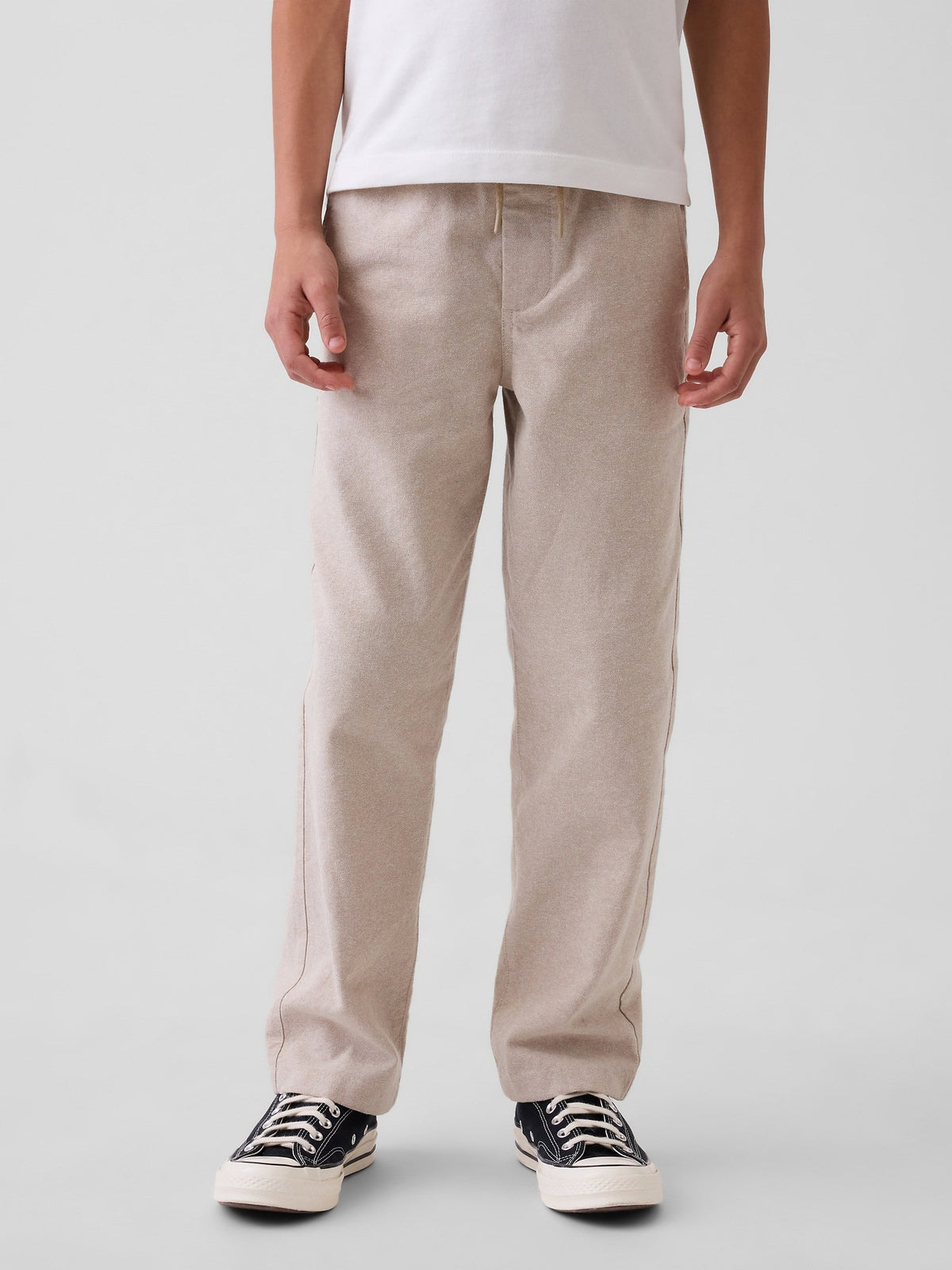 Bej Keten Karışımı Relaxed Easy Pantolon