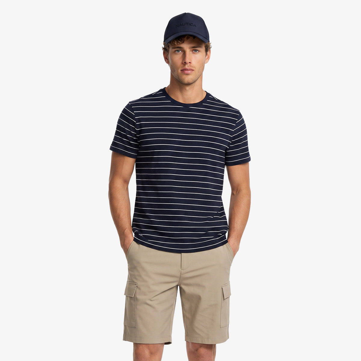 Nautica Erkek Lacivert Regular Fit Çizgili T-shirt