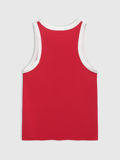 Kırmızı Gap Logo Fitilli Halter Yaka Atlet