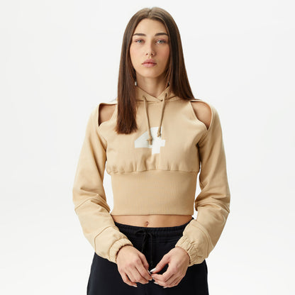 United4 Classic Kadın Krem Hoodie