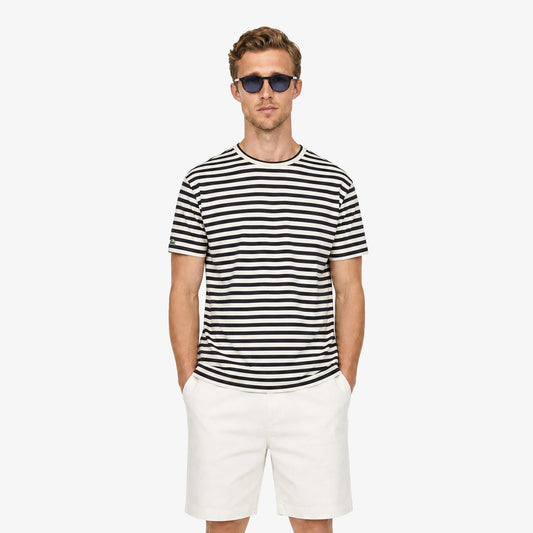 Lacoste Erkek Relaxed Fit Bisiklet Yaka Çizgili Bordo T-shirt