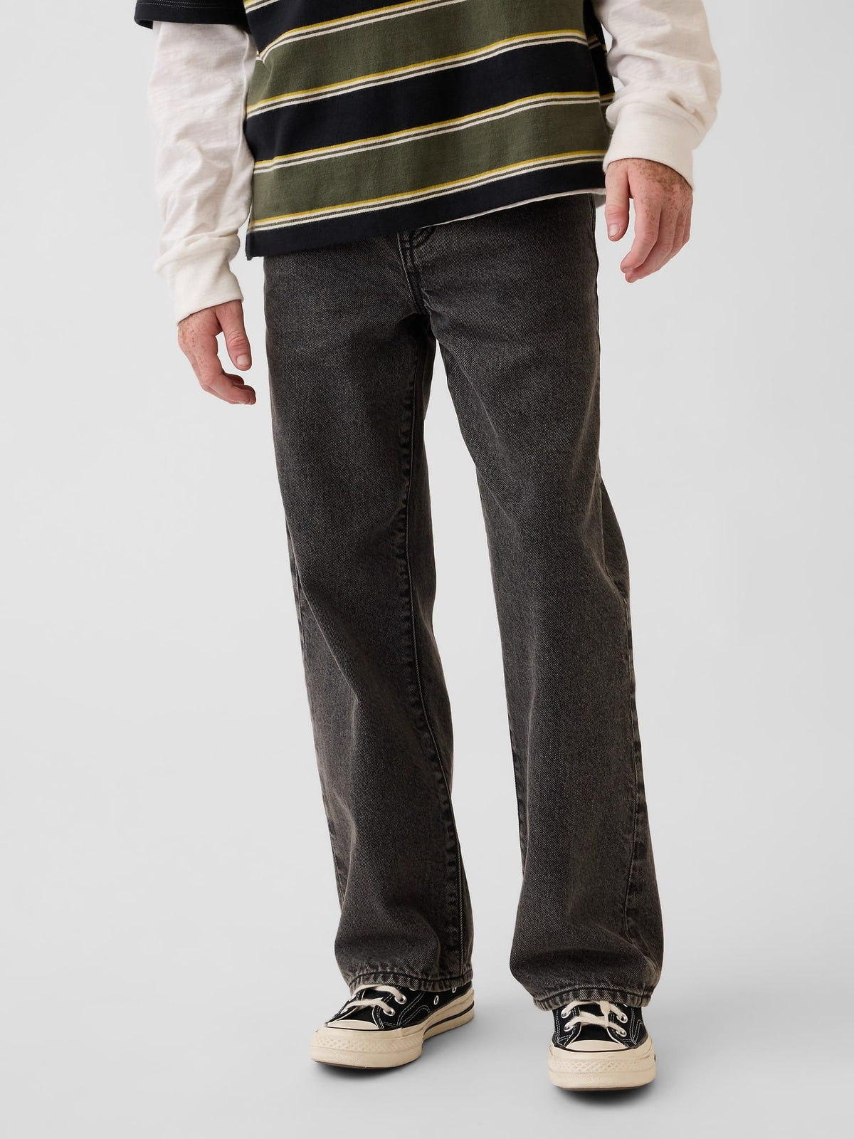 Siyah '90s Loose Jean Pantolon