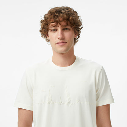 Nautica Erkek Krem Regular Fit Baskılı T-shirt